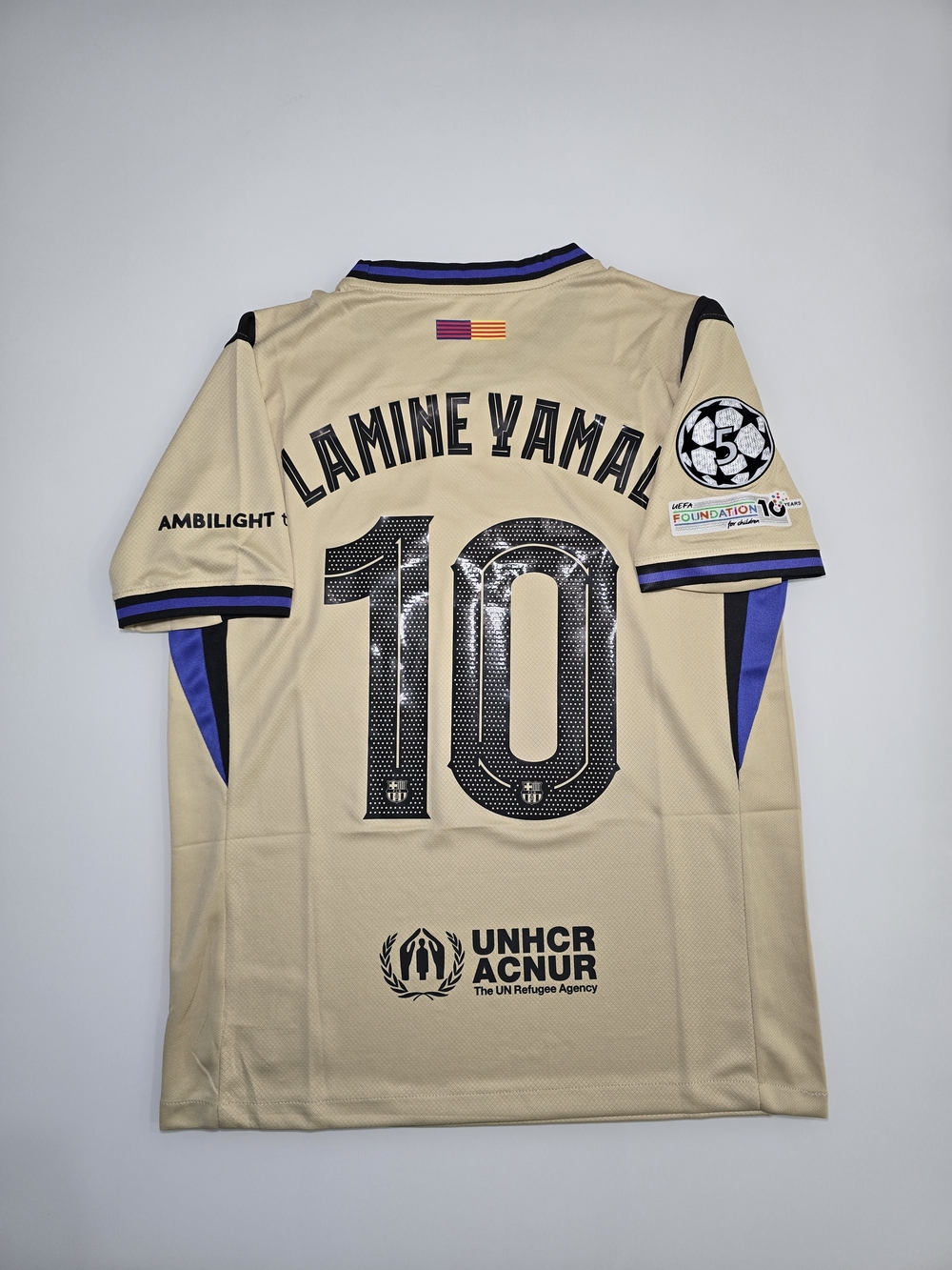 Lamine Yamal #10 Football Jersey in Beige with Black